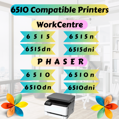 PRINTOXE® 6510 Compatible Set for Xerox 6510 of 4 Toner Cartridges - High Yield - for Xerox WrokCentre 6515 6515n 6515dn 6515dni; Phaser 6510 6510n