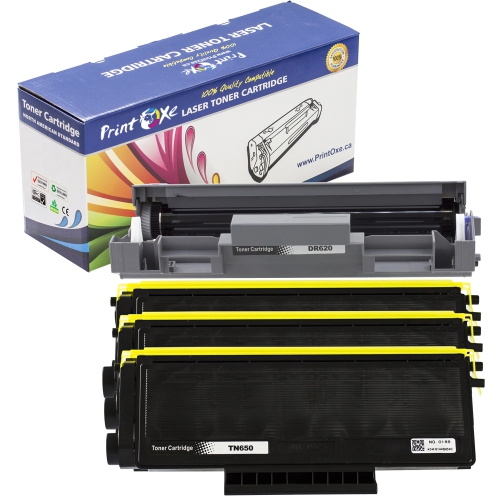 DR620 Drum & 3 TN650 Toner Cartridges Compatible 4 Packs for Brother Drum DR 620 & TN 650 for Brother MFC 8480DN 8680DN 8890DW and HL 5340D 5370DW