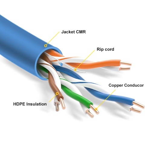 Speedex CAT5e CMR/FT4(350 Mhz) 1000Ft Network Cable, Blue