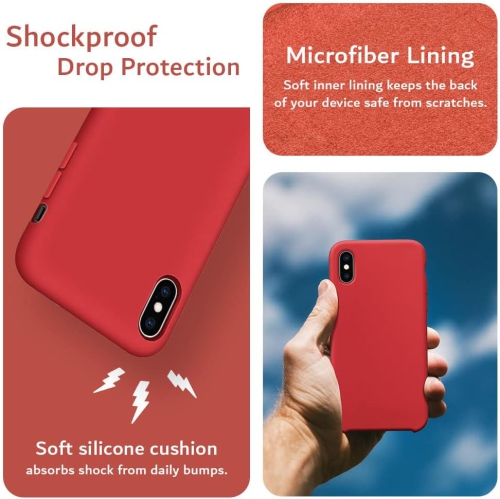 TUDIA iPhone Xs Max Case Soft Silicone Back Cover - Red