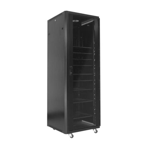 SyncSystem SSYS-RACK-42 Cabinet de Serveur / Rack AV 42U avec Porte en Verre, Noir