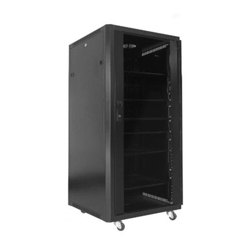 SyncSystem SSYS-RACK-27 Cabinet de Serveur / Rack AV 27U Avec Porte en Verre, Noir