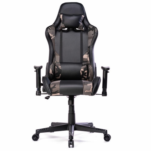 Game Chair Camo Camouflage Office Gaming Chair High Back Video Game Chairs Ergonomic Armrest Comfortable PU Leather with Headrest and Lumbar Support Swivel for Adults/Teens/Kids Forest Camo B 