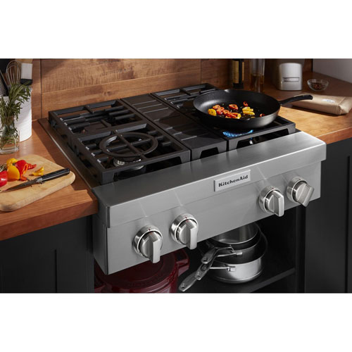 Surface de cuisson au gaz de style commercial de 30 po de KitchenAid - Acier inoxydable