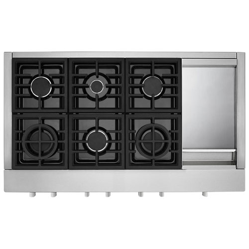 Surface de cuisson au gaz de style commercial de 48 po de KitchenAid - Acier inoxydable