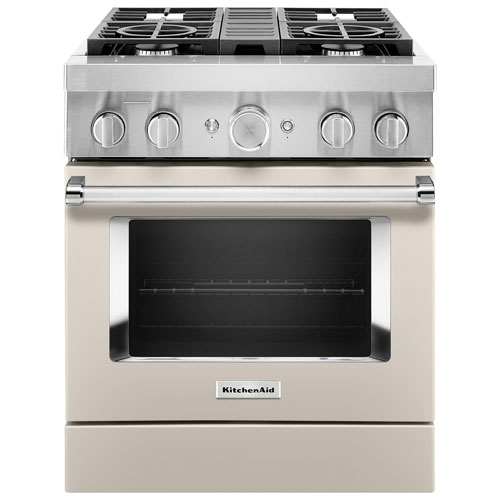 Cuisinière biénergie autonome conv. véritable 4,1 pi³ 30 po KitchenAid-Lait frappé mat