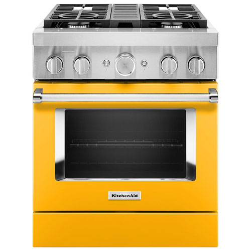 Cuisinière biénergie autonome conv. véritable 4,1 pi³ 30 po de KitchenAid-Poivre jaune