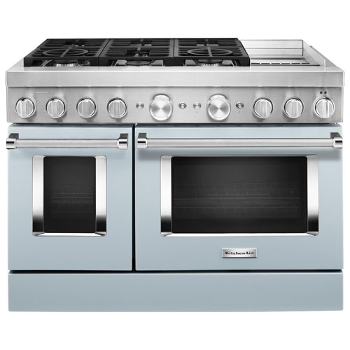 Cuisinière biénergie 6 brûleurs 2 fours conv. véritable 6,3 pi³ 48 po KitchenAid-Bleu