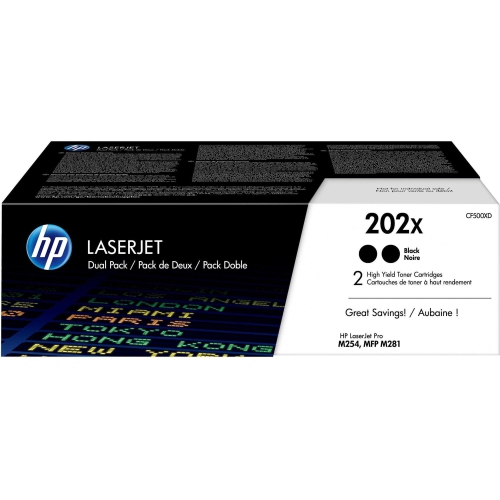 HP 202X High Yield Black Original LaserJet Toner Cartridges - 2-pack