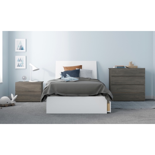 Twin Size Bedroom Set Bark Grey, Twin Size White Bed Sheets