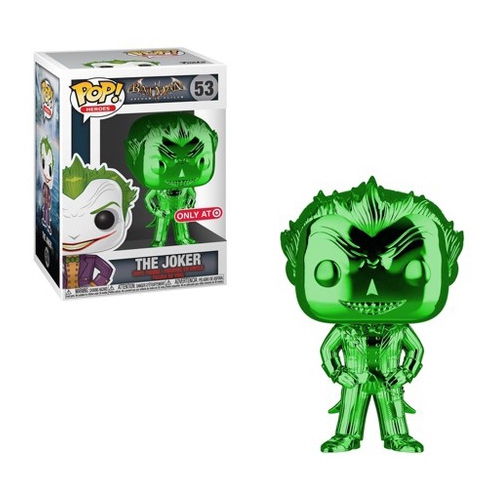 Pop DC Heroes 3.75 Inch Action Figure Batman Arkham Asylum - The Joker Green Chrome #53