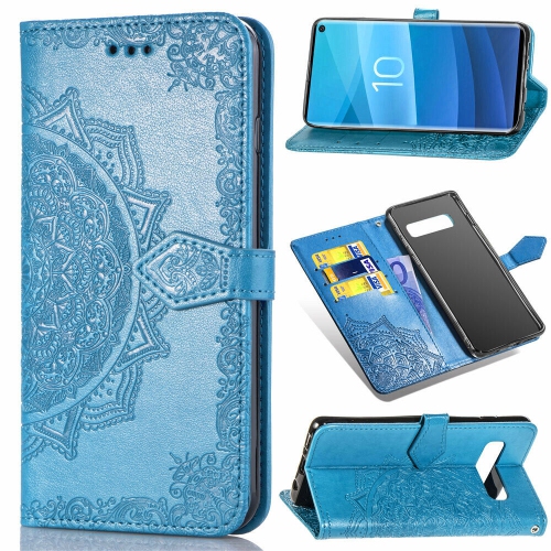 Étui portefeuille luxe cuir polyuréthane cuir fleur Mandala motif floral 3D Samsung Galaxy S10+