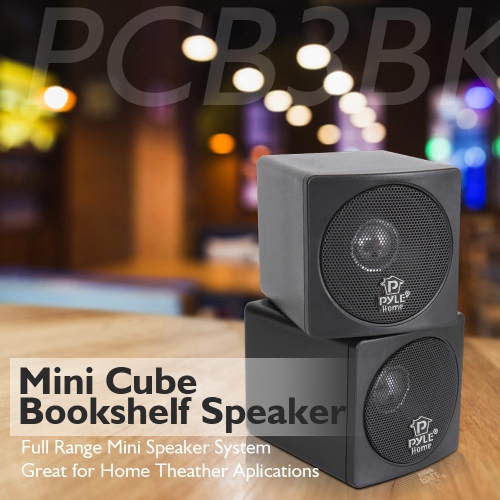 Pyle 7.6-cm 100-watt Mini Cube Bookshelf Speaker - Pair - Black