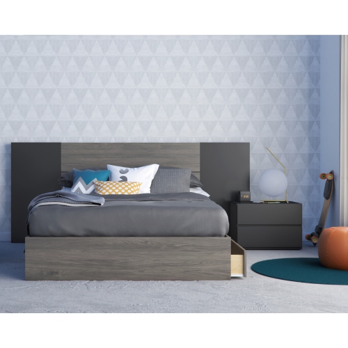 Nexera 4Piece Bedroom Set With Bed Frame, Headboard, Extension Panels & Nightstand Best Buy
