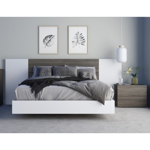 NEXERA  4-Piece Bedroom Set With Bed Frame, Headboard, Extension Panels & Nightstand,