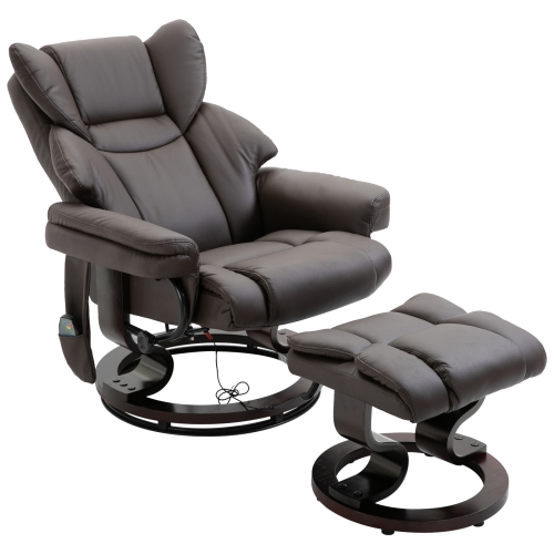 Homcom Electric Massage Recliner Chair With Stool Ottoman Brown
