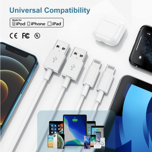 (6.6Ft / 2m) iPhone iPad Charging Cable Charger Cord Lightning to USB Cable COMPATIBLE for iPod iPad iPhone