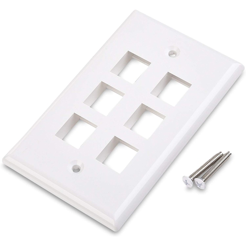 axGear Ethernet Network Cat6 Cat5e Wall Plate 6 Port RJ45 Connector Socket