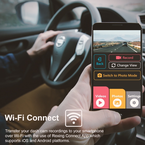 Caméra de tableau de bord Wi-Fi UHD 2.4 po V1-4K de Rexing