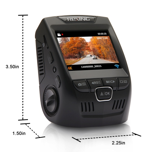 Caméra de tableau de bord Wi-Fi UHD 2.4 po V1-4K de Rexing