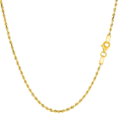 JEWELRY AFFAIRS  10K Solid Gold Diamond Cut Rope Chain Necklace, 1.5MM In Yellow