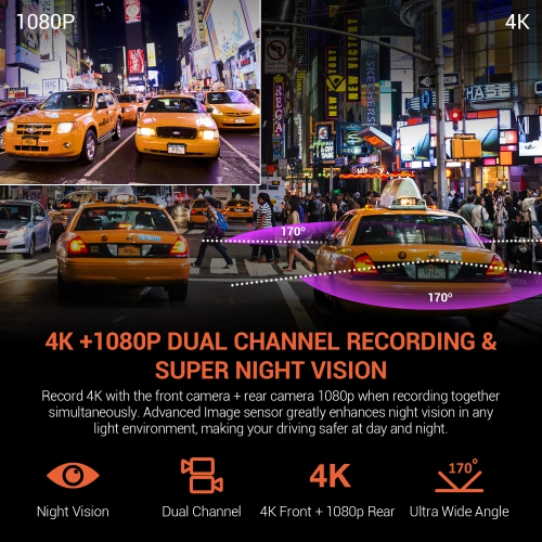 Rexing V1P 4K 2,4" LCD UHD 4K Double Canal Wi-Fi Dash Cam