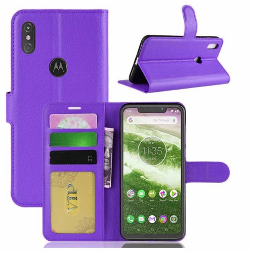 [CS] Motorola – Étui Moto One Vision, étui folio en cuir magnétique à rabat avec fente pour carte, violet