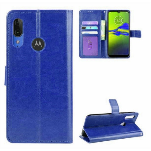 【CSmart】 Magnetic Card Slot Leather Folio Wallet Flip Case Cover for Motorola Moto E6, Navy