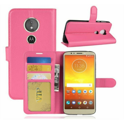 【CSmart】 Magnetic Card Slot Leather Folio Wallet Flip Case Cover for Motorola Moto E5 Play, Hot Pink