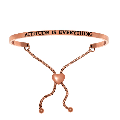 INTUITIONS  Stainless Steel Attitude Is Everything Diamond Accent Adjustable Bracelet In Multicolor