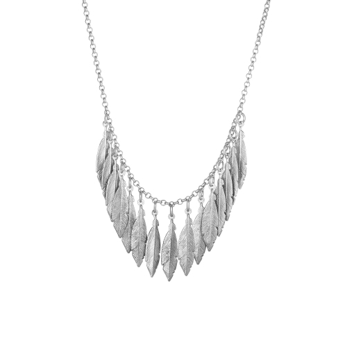 Sterling Silver Leaf Charms Necklace, 18"