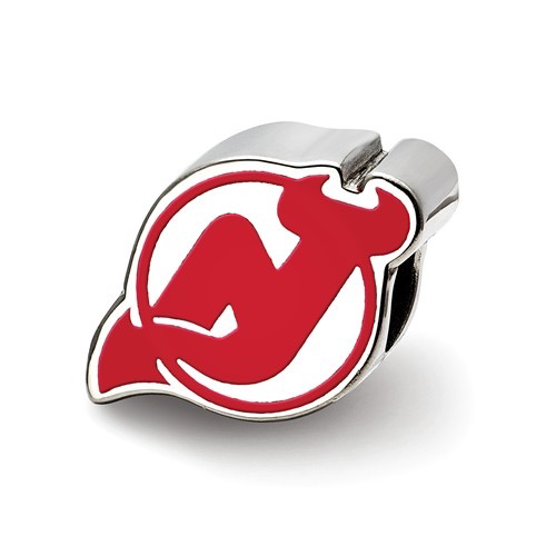 NHL Licensed New Jersey Devils Logo Enameled Bead Charm Sterling Silver
