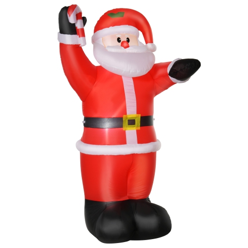 HOMCOM  8Ft Inflatable Christmas Santa Claus With Candy Cane, Blow-Up Outdoor Led Yard Display for Lawn Garden Party