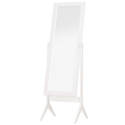 Miroir pleine longueur HOMCOM, miroir autoportant avec cadre rectangulaire, angle réglable pour dressing, chambre, salon, blanc