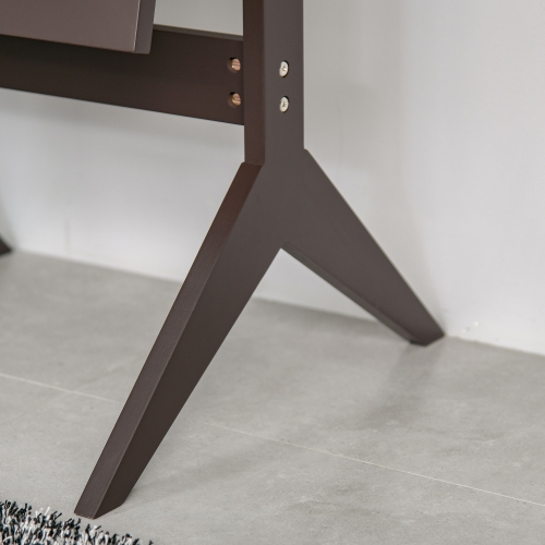 HOMCOM Full Length Mirror, Free Standing Full Body Mirror with Rectangular Frame, Adjustable Angle for Dressing Room, Bedroom, Living Room, Dark Brown