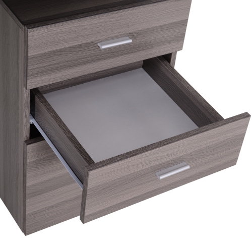 HOMCOM 47" Computer Desk Writing Table Workstation with Multi-Use Reversible File Drawers Metal Frame Home Office Furniture, Dark Wood Grain