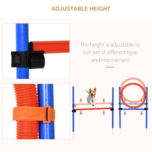 PawHut Dog Pet Agility Training Kit High Jump Weave Pole Ring Obedience Training Set Adjustable Equipment Portable