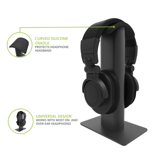 Kanto H2 Premium Universal Headphone Stand with Silicone Padding, Black