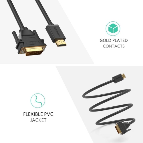 UGREEN HDMI to DVI Cable Bi Directional DVI-D 241 Male to HDMI Male High Speed Adapter Cable Support 1080P Full HD