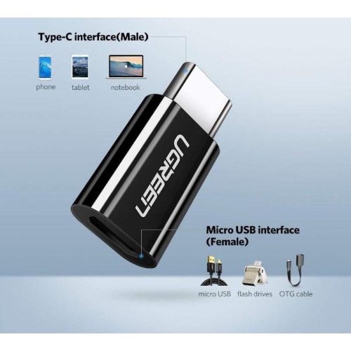 UGREEN  Type C 3.1 to Micro USB Adapter Abs Case, for Fast Charging And Data Transfer Sync, Android Mobile Phones. B
