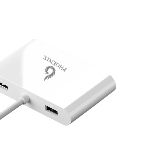 Phoenix USB-C to USB3.0 x 2 / VGA / HDMI / USB-PD Adapter, White