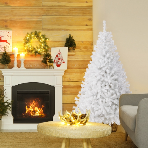 Gymax 6ft/ 7.5ft/ 9ft White Christmas Tree Classic Pine Tree