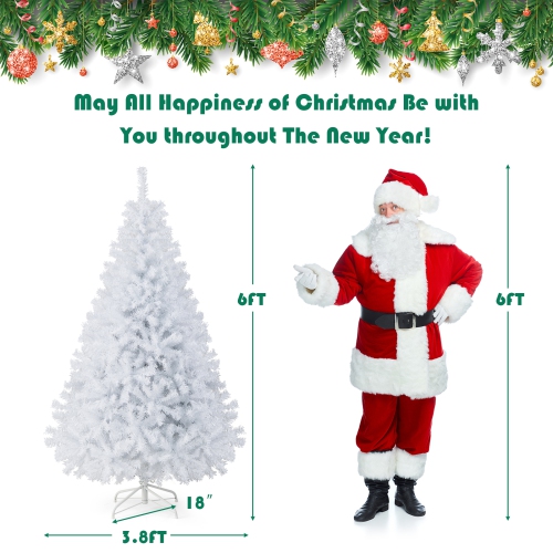 Gymax 6ft/ 7.5ft/ 9ft White Christmas Tree Classic Pine Tree