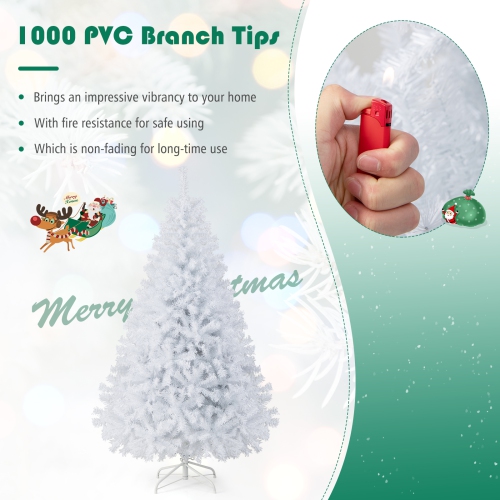 Gymax 6ft/ 7.5ft/ 9ft White Christmas Tree Classic Pine Tree