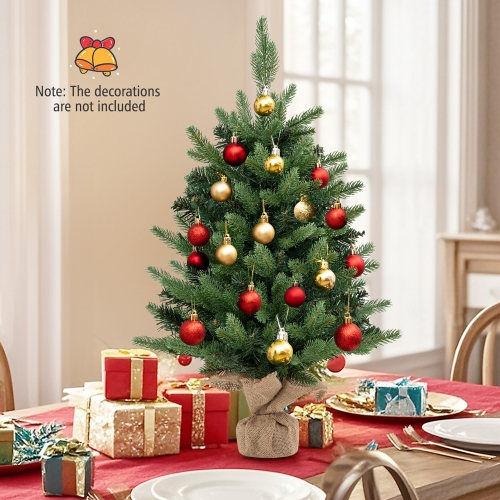 Gymax 24'' Mini Pre-Lit Christmas Tree Small Tabletop Fir Xmas Tree w/ 35 LED Lights