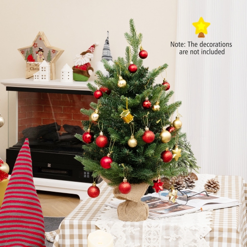 Gymax 24'' Mini Pre-Lit Christmas Tree Small Tabletop Fir Xmas Tree w/ 35 LED Lights