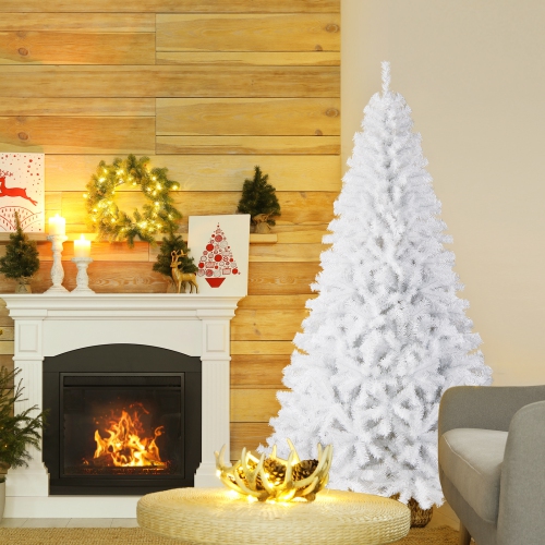 Gymax 6ft/ 7.5ft/ 9ft White Christmas Tree Classic Pine Tree