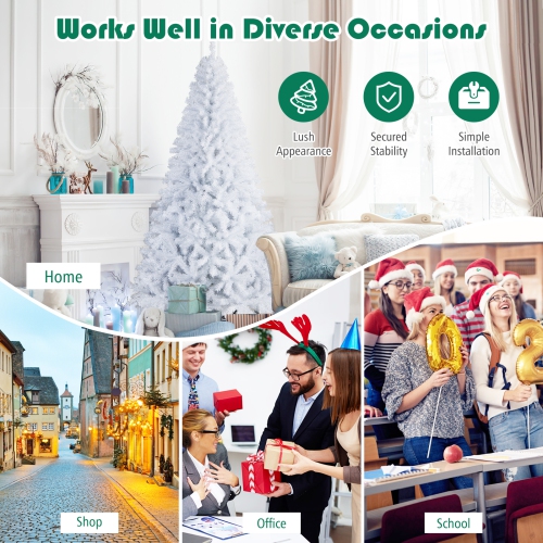 Gymax 6ft/ 7.5ft/ 9ft White Christmas Tree Classic Pine Tree