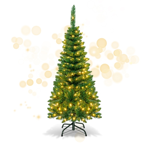 Gymax 4.5ft/6.5ft/7.5ft Pre-Lit Pencil Christmas Tree Traditional Indoor