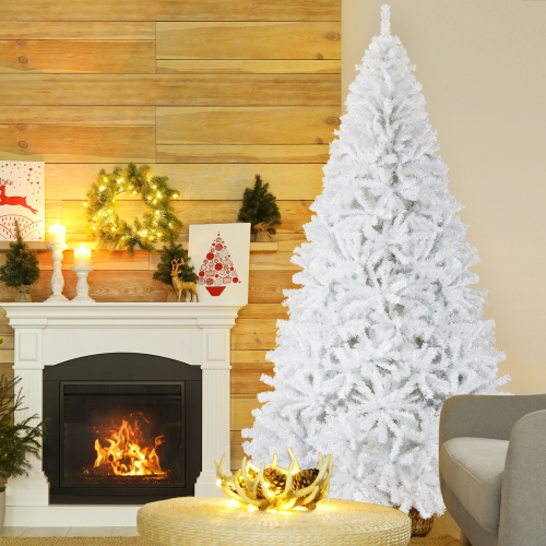 Gymax 6ft/ 7.5ft/ 9ft White Christmas Tree Classic Pine Tree